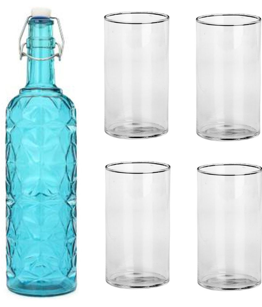     			Somil - Glass & Bottle Drinks Serving Lemon Set Blue Water Bottle 1000 mL ( Set of 1 )