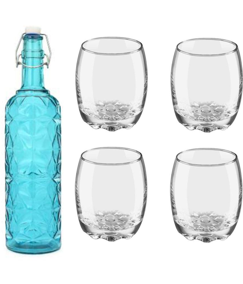     			Somil - Glass & Bottle Drinks Serving Lemon Set Blue Water Bottle 1000 mL ( Set of 1 )