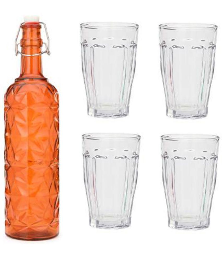     			Somil - Glass & Bottle Drinks Serving Lemon Set Orange Water Bottle 1000 mL ( Set of 1 )