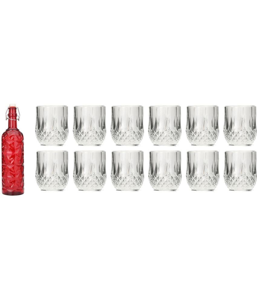     			Somil - Glass & Bottle Drinks Serving Lemon Set Red Water Bottle 1000 mL ( Set of 1 )