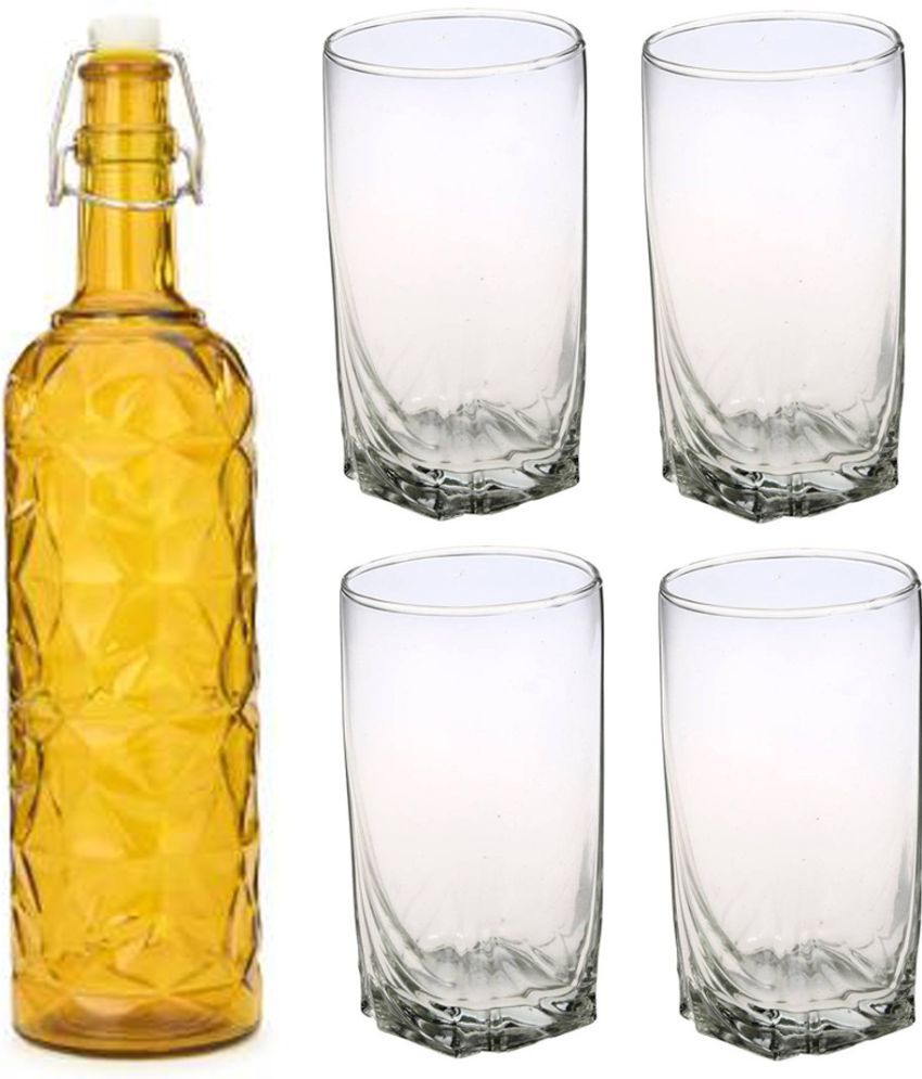     			Somil - Glass & Bottle Drinks Serving Lemon Set Yellow Water Bottle 1000 mL ( Set of 1 )