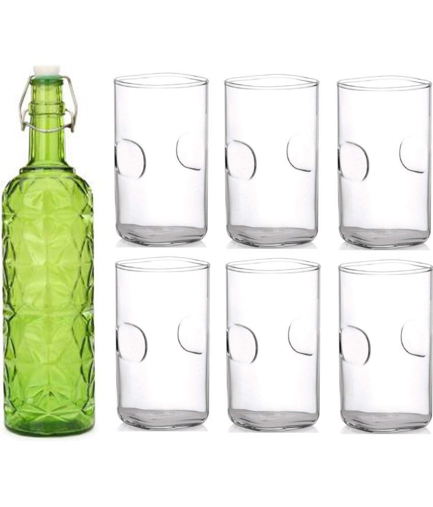     			Somil - Glass & Bottle Drinks Serving Lemon Set Green Water Bottle 1000 mL ( Set of 1 )