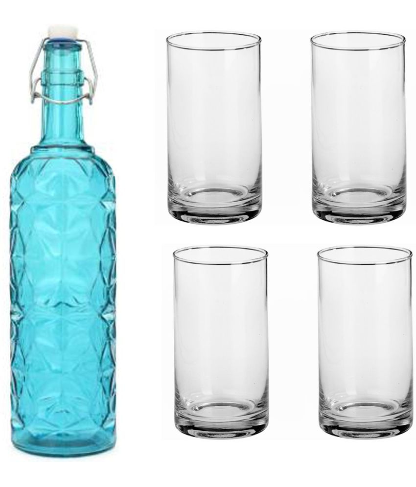     			Somil - Glass & Bottle Drinks Serving Lemon Set Blue Water Bottle 1000 mL ( Set of 1 )