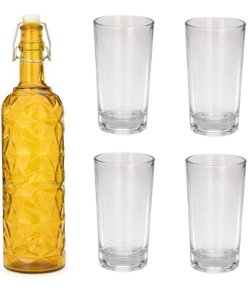     			Somil - Glass & Bottle Drinks Serving Lemon Set Yellow Water Bottle 1000 mL ( Set of 1 )