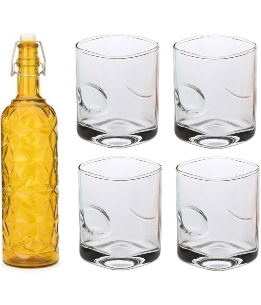     			Somil - Glass & Bottle Drinks Serving Lemon Set Yellow Water Bottle 1000 mL ( Set of 1 )