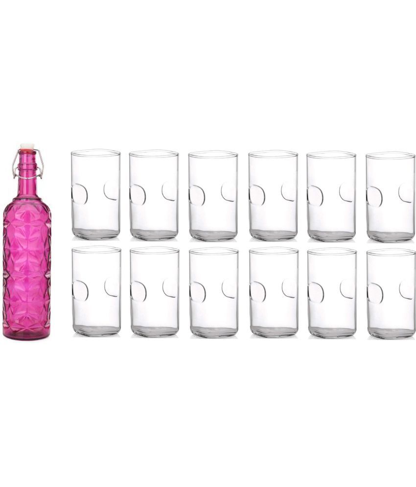     			Somil - Glass & Bottle Drinks Serving Lemon Set Pink Water Bottle 1000 mL ( Set of 1 )