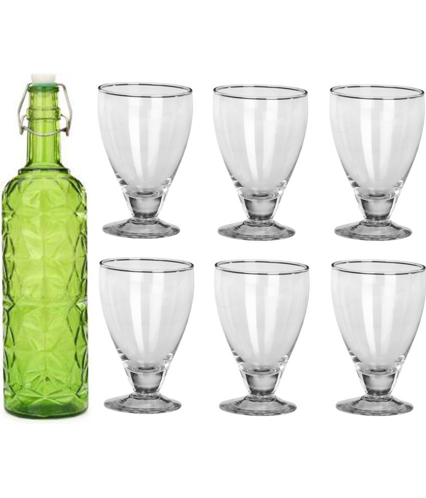     			Somil - Glass & Bottle Drinks Serving Lemon Set Green Water Bottle 1000 mL ( Set of 1 )