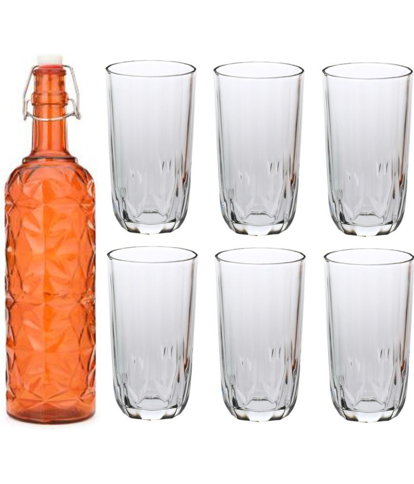     			Somil - Glass & Bottle Drinks Serving Lemon Set Orange Water Bottle 1000 mL ( Set of 1 )