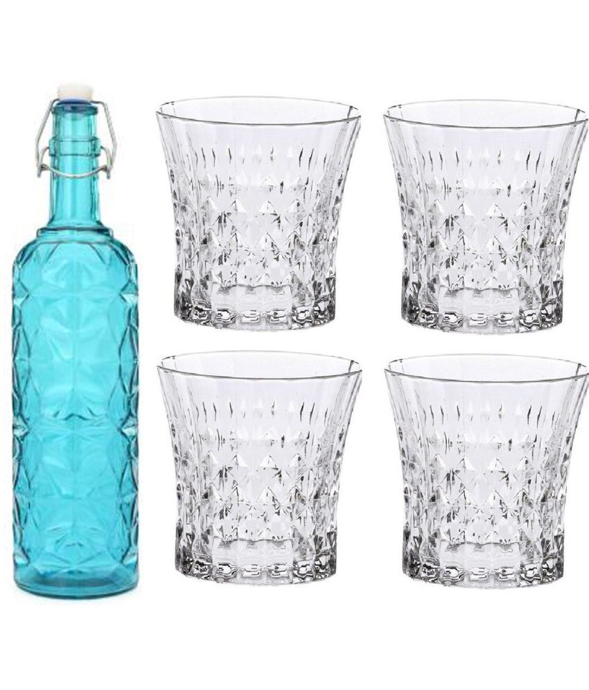     			Somil - Glass & Bottle Drinks Serving Lemon Set Blue Water Bottle 1000 mL ( Set of 1 )