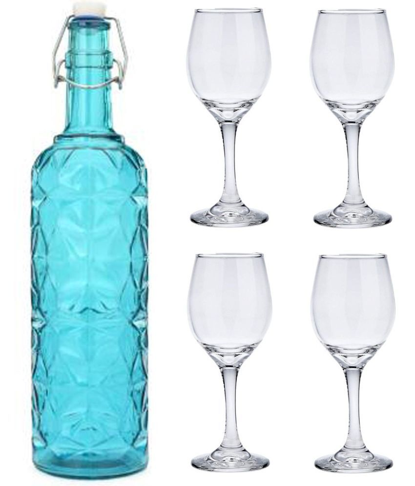     			Somil - Glass & Bottle Drinks Serving Lemon Set Blue Water Bottle 1000 mL ( Set of 1 )