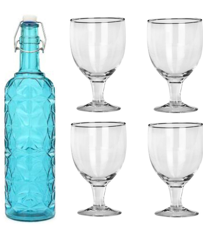     			Somil - Glass & Bottle Drinks Serving Lemon Set Blue Water Bottle 1000 mL ( Set of 1 )