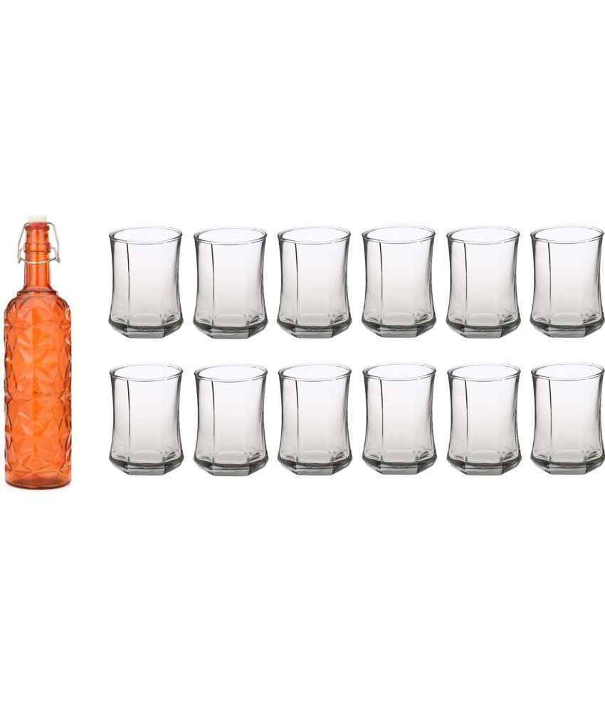     			Somil - Glass & Bottle Drinks Serving Lemon Set Orange Water Bottle 1000 mL ( Set of 1 )