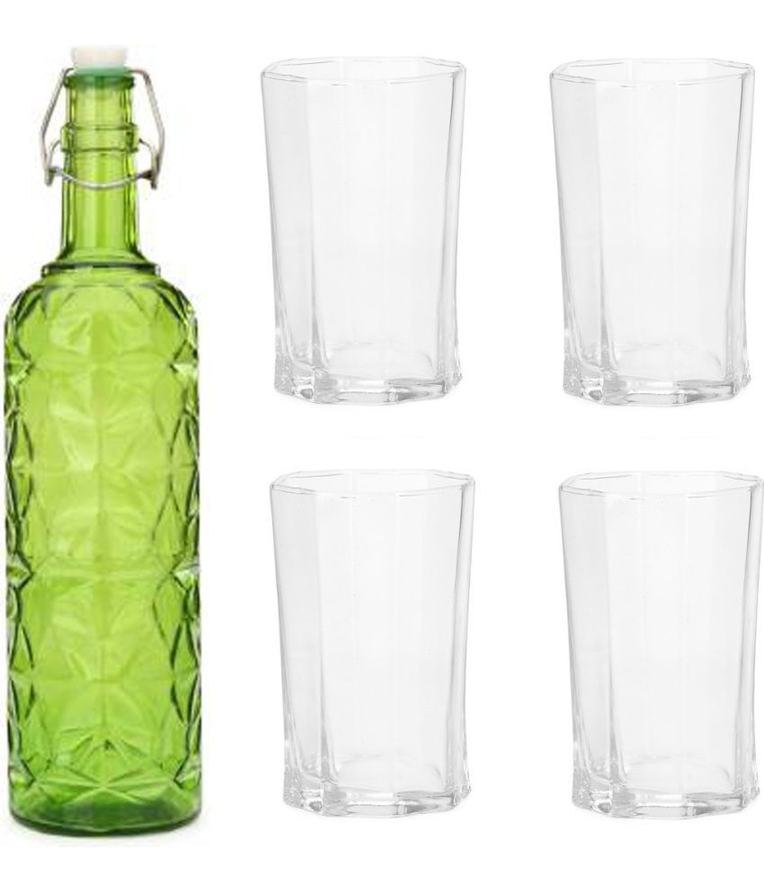     			Somil - Glass & Bottle Drinks Serving Lemon Set Green Water Bottle 1000 mL ( Set of 1 )