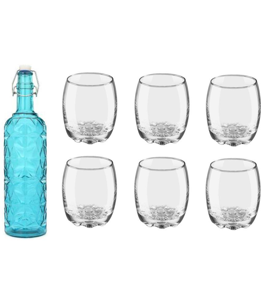     			Somil - Glass & Bottle Drinks Serving Lemon Set Blue Water Bottle 1000 mL ( Set of 1 )