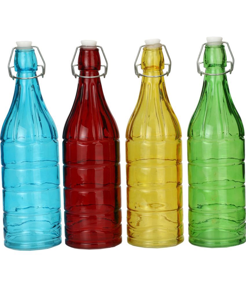     			Somil - Stylish Kitchen Storage & Serving Glass Bottle Multicolour Water Bottle 1000 mL ( Set of 4 )