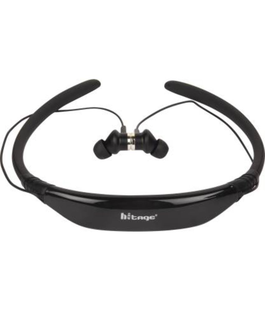 hitage NBT113 In Ear Bluetooth Neckband 31 Hours Playback IPX4(Splash & Sweat Proof) Volume controller -Bluetooth V 5.0 Black
