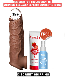 Kamajoy Realistic Jumbo Head 7 inch penis sleeve made from silicon with kamajoy lube &amp; toy cleaner | Sexy product sex toy for men | Reusable condom washable condom