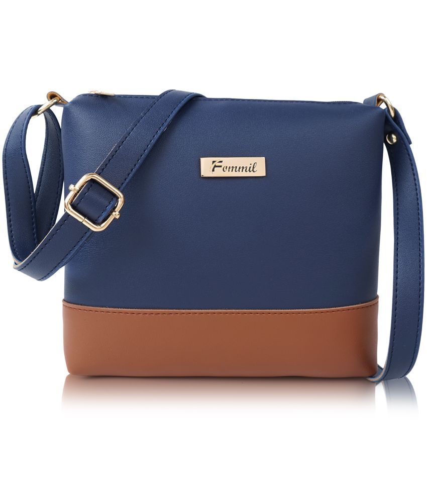     			Fommil - Blue PU Sling Bag