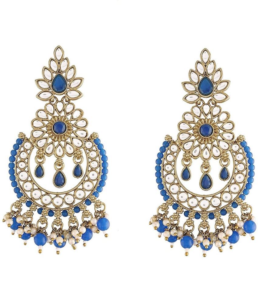     			I Jewels - Blue Chandbalis Earrings ( Pack of 1 )