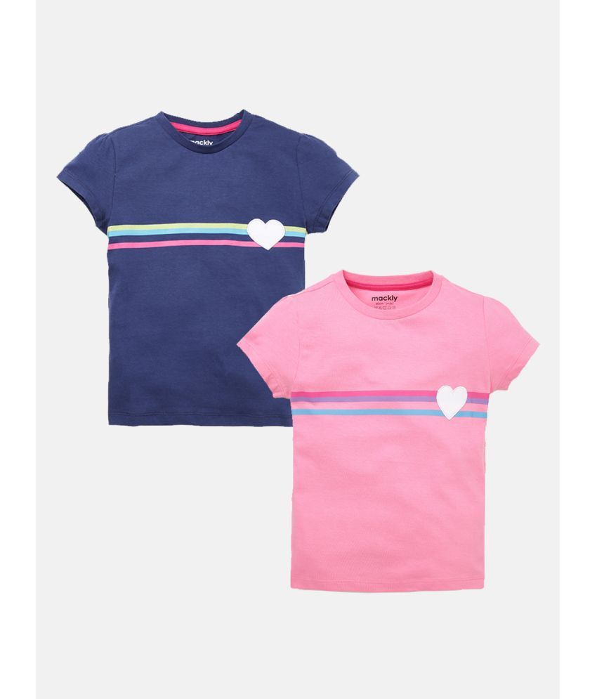     			Mackly Pack of 2 Girls Cotton T-Shirt ( Navy Blue )