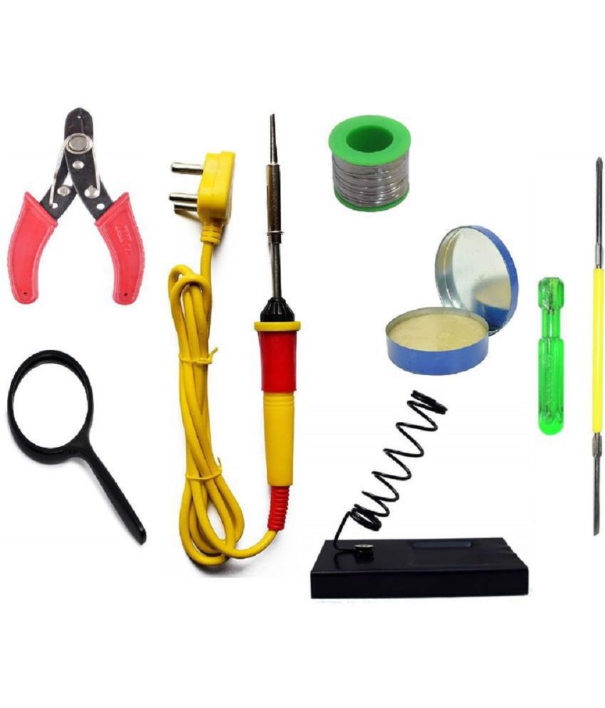     			SS (7 in 1 ) 25W Soldering Iron Kit with Wire, Flux, Stand, Cutter, Lense, 2 in Soldering Iron