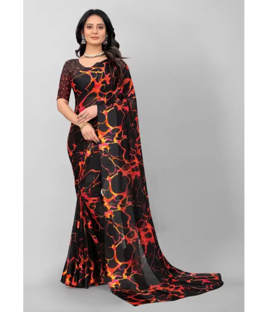     			Sanwariya Silk - Black Georgette Saree With Blouse Piece ( Pack of 1 )