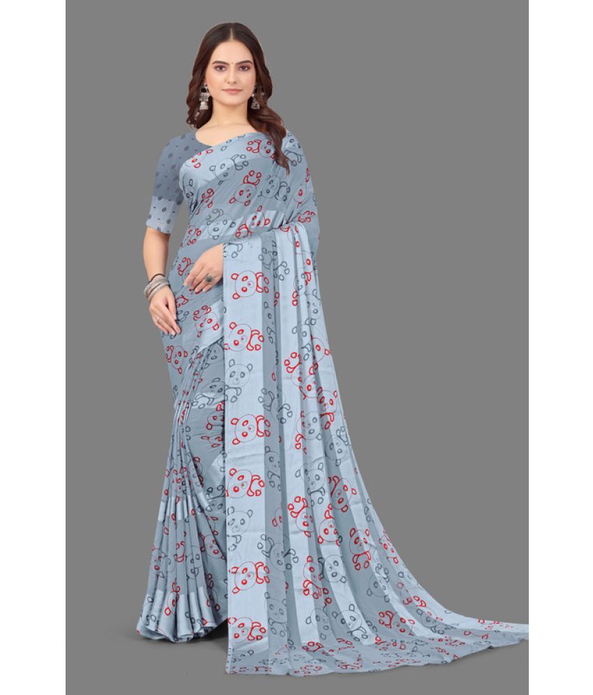     			Sanwariya Silk - Grey Georgette Saree With Blouse Piece ( Pack of 1 )