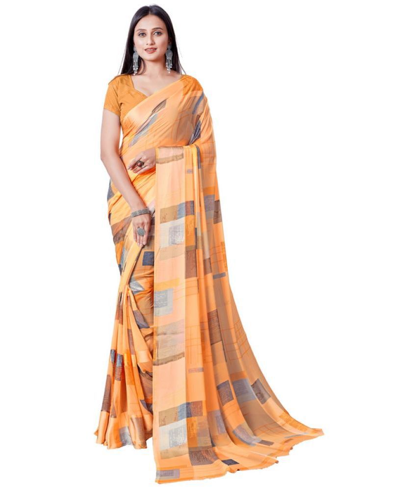     			Sanwariya Silk - Orange Georgette Saree With Blouse Piece ( Pack of 1 )