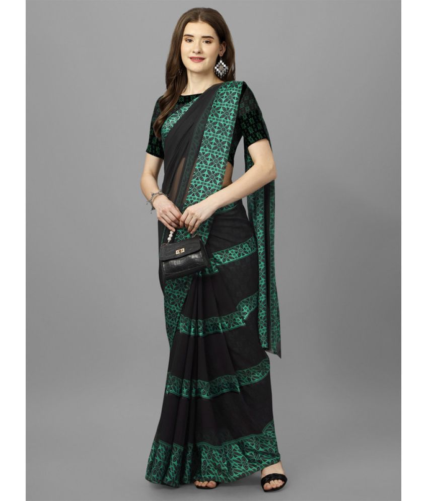     			Sanwariya Silks - Green Georgette Saree With Blouse Piece ( Pack of 1 )