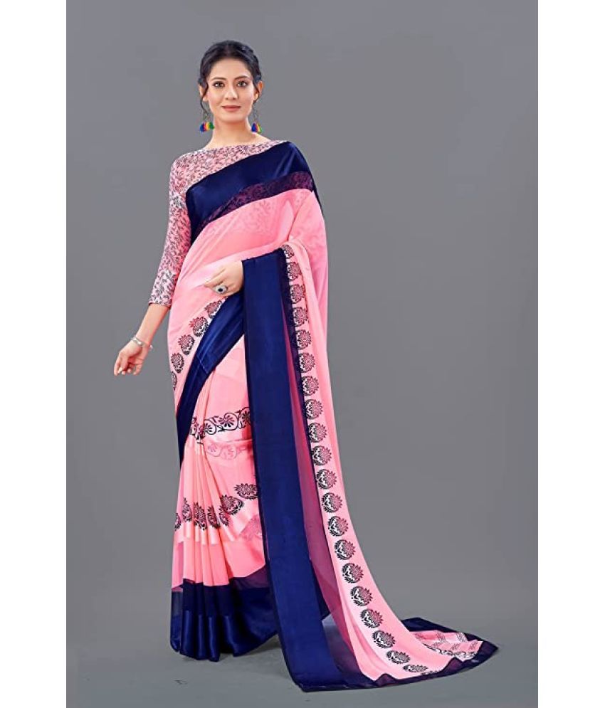     			Sanwariya Silks - Pink Georgette Saree With Blouse Piece ( Pack of 1 )