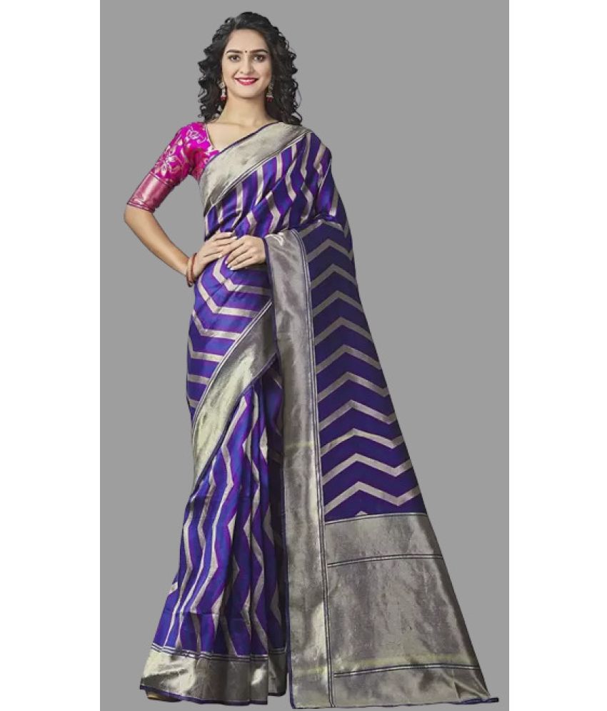     			Sitanjali - Purple Silk Blend Saree With Blouse Piece ( Pack of 1 )