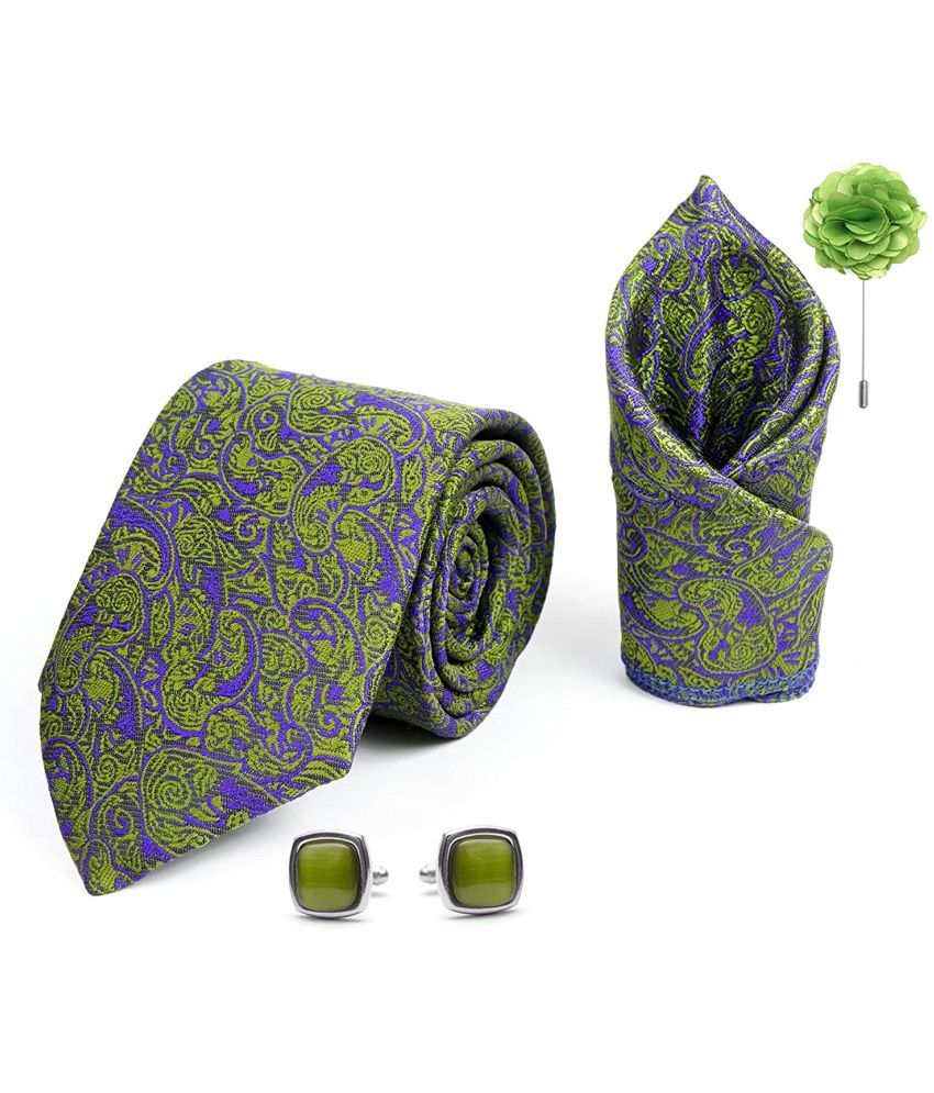     			Axlon Green Floral Silk Necktie