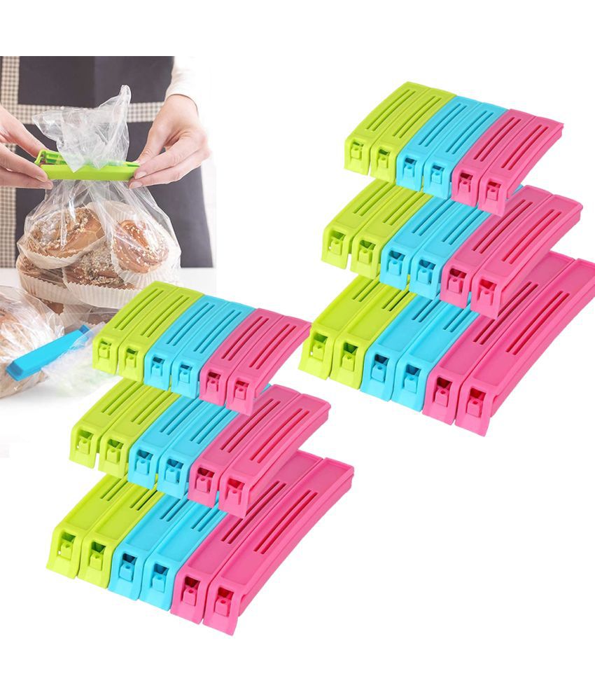     			PrettyKrafts 36 Pcs - 3 Different Size Plastic Food Snack Bag Pouch Clip Sealer Large, Medium, Small Plastic Snack Seal Sealing Bag,Mix Size