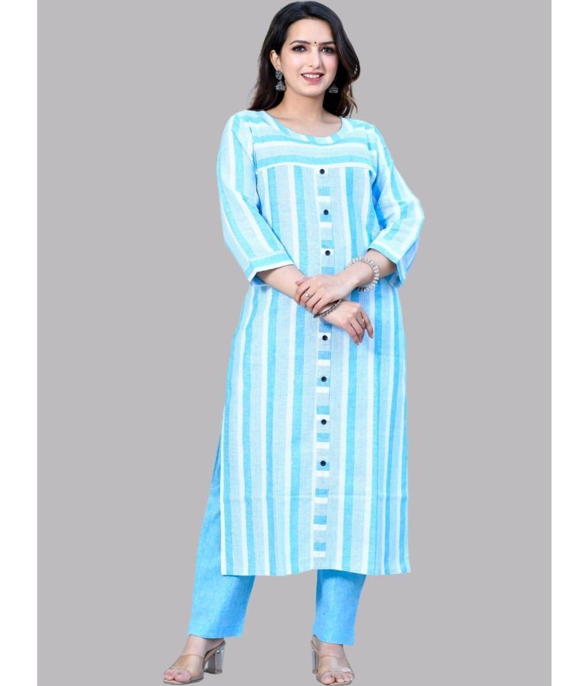     			QuaClo - Blue 100% Cotton Women's Straight Kurti ( Pack of 1 )