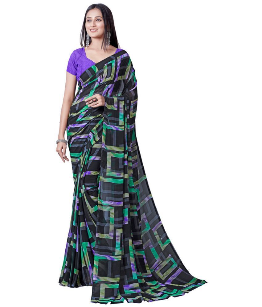     			Sanwariya Silks - Green Georgette Saree With Blouse Piece ( Pack of 1 )