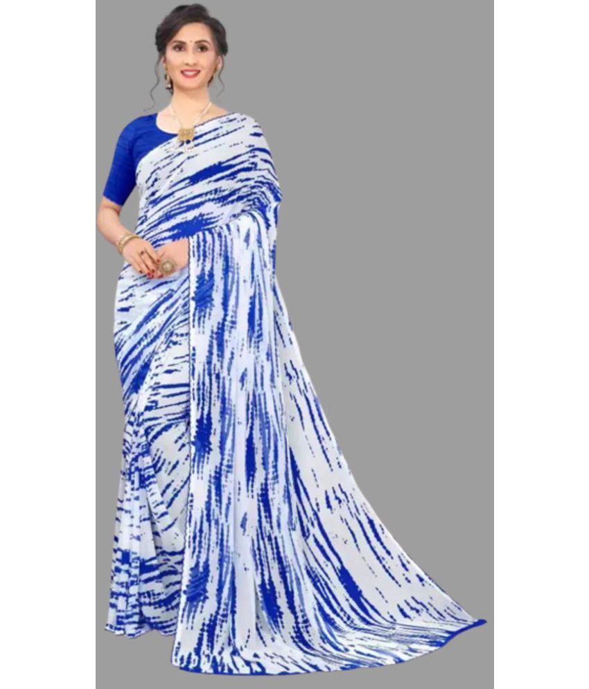     			Sitanjali - Blue Georgette Saree With Blouse Piece ( Pack of 1 )