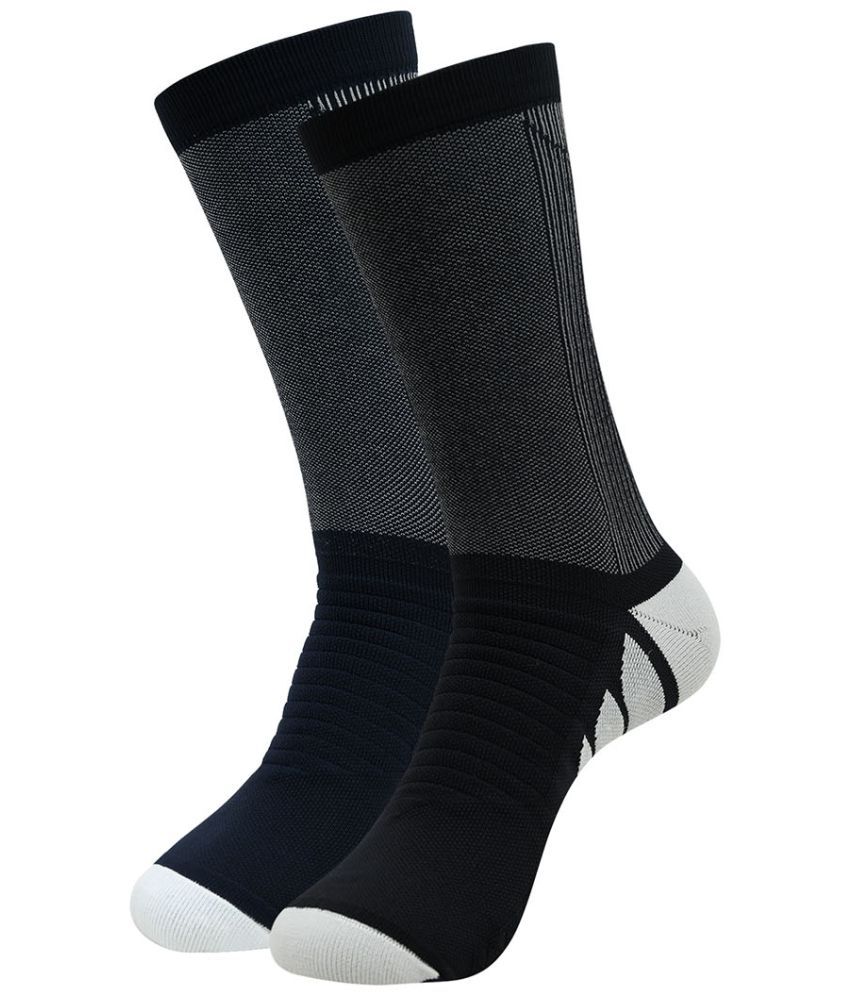     			Balenzia Athletic Collection Crew Length sports socks for Men with breathable Mesh Knit (Free Size) (Pack of 2 Pairs) (Navy, Black)