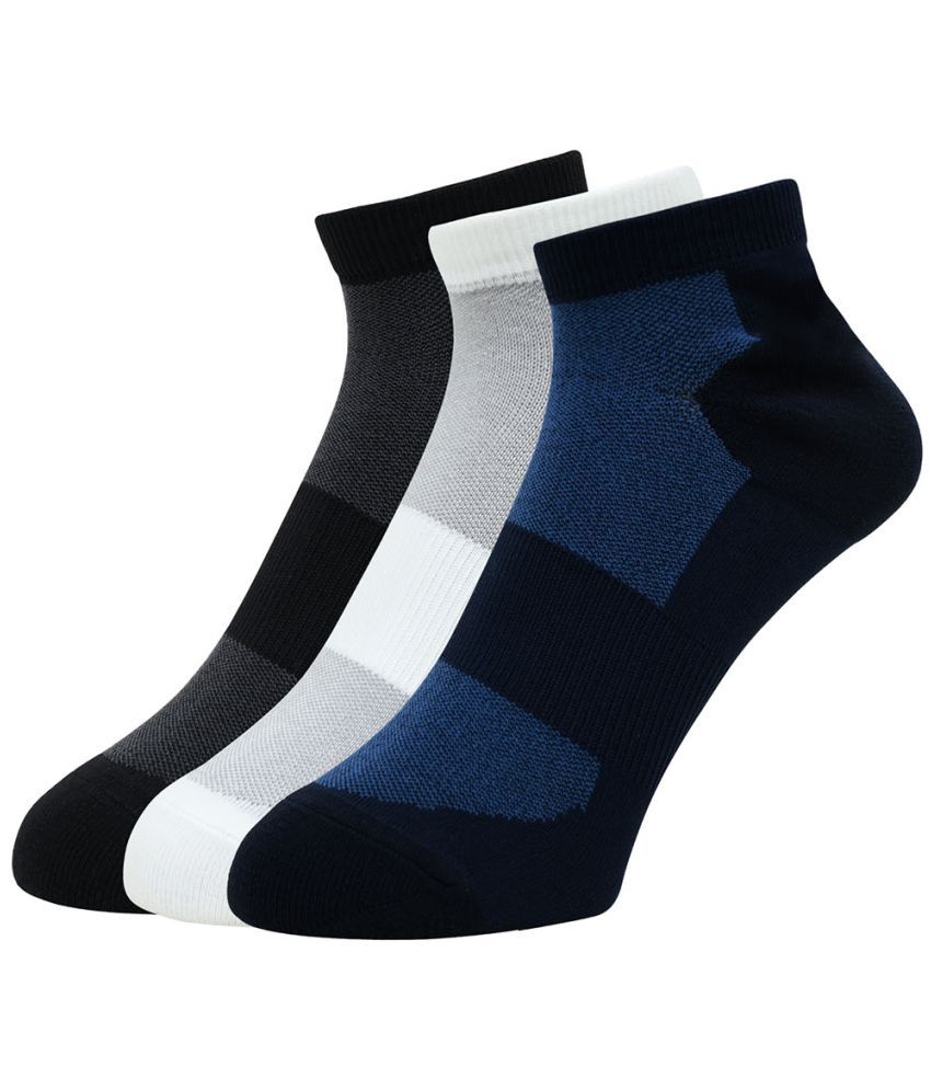     			Balenzia Athletic Collection Cushioned High Ankle sports socks for Men with breathable Mesh Knit (Free Size) (Pack of 3 Pairs) (Black, Navy, White)