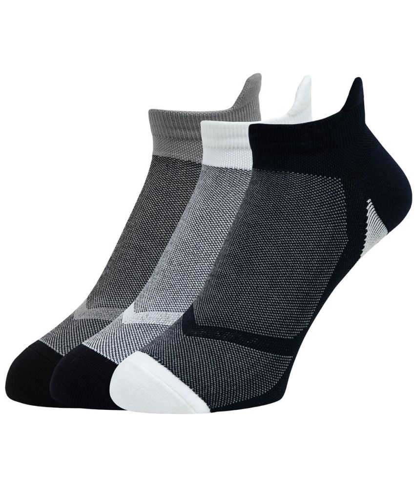     			Balenzia Athletic Collection Lowcut Ankle sports socks for Men with breathable Mesh Knit (Free Size) (Pack of 3 Pairs) (Grey, White, Navy)