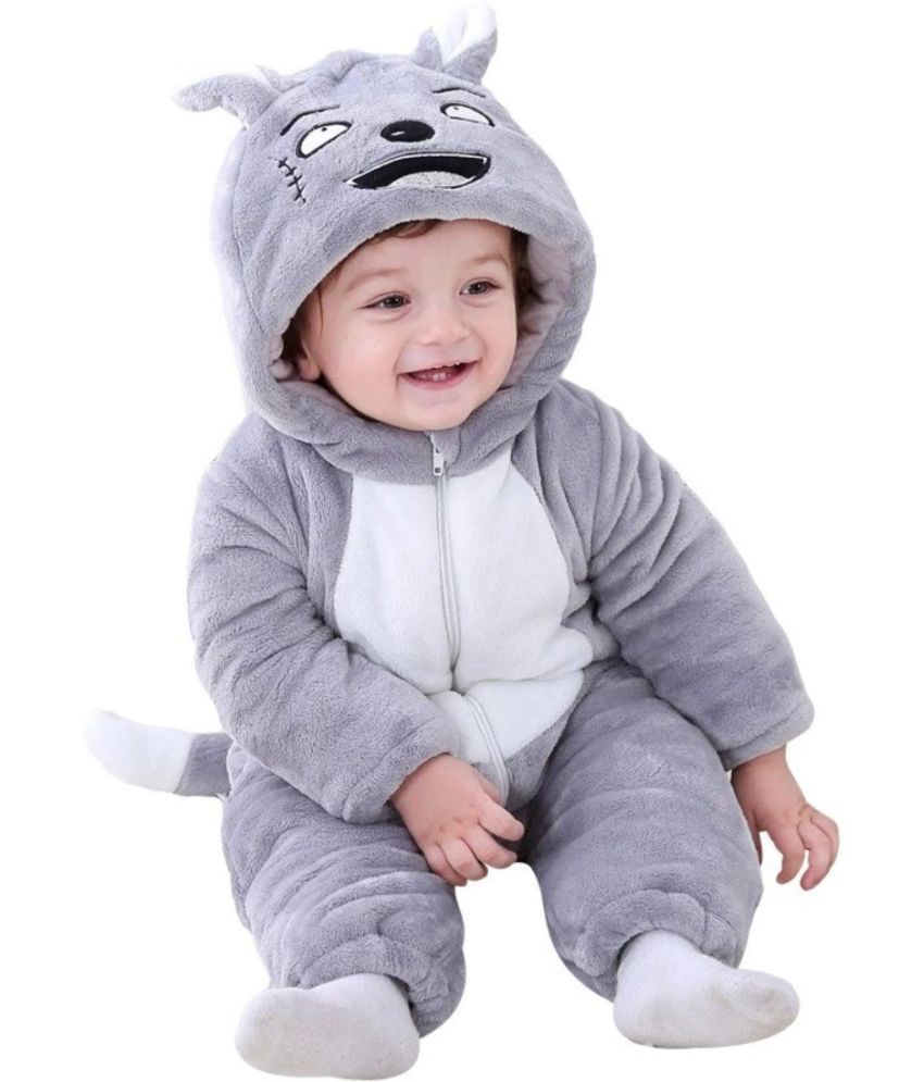     			Brandonn Baby ROMPER GREY SCARS for Baby Boys & Baby Girls Faux Fur Fabric With Self Design Pattern For Kids/Infants/New Borns of Age 0 - 3 Months (Grey)