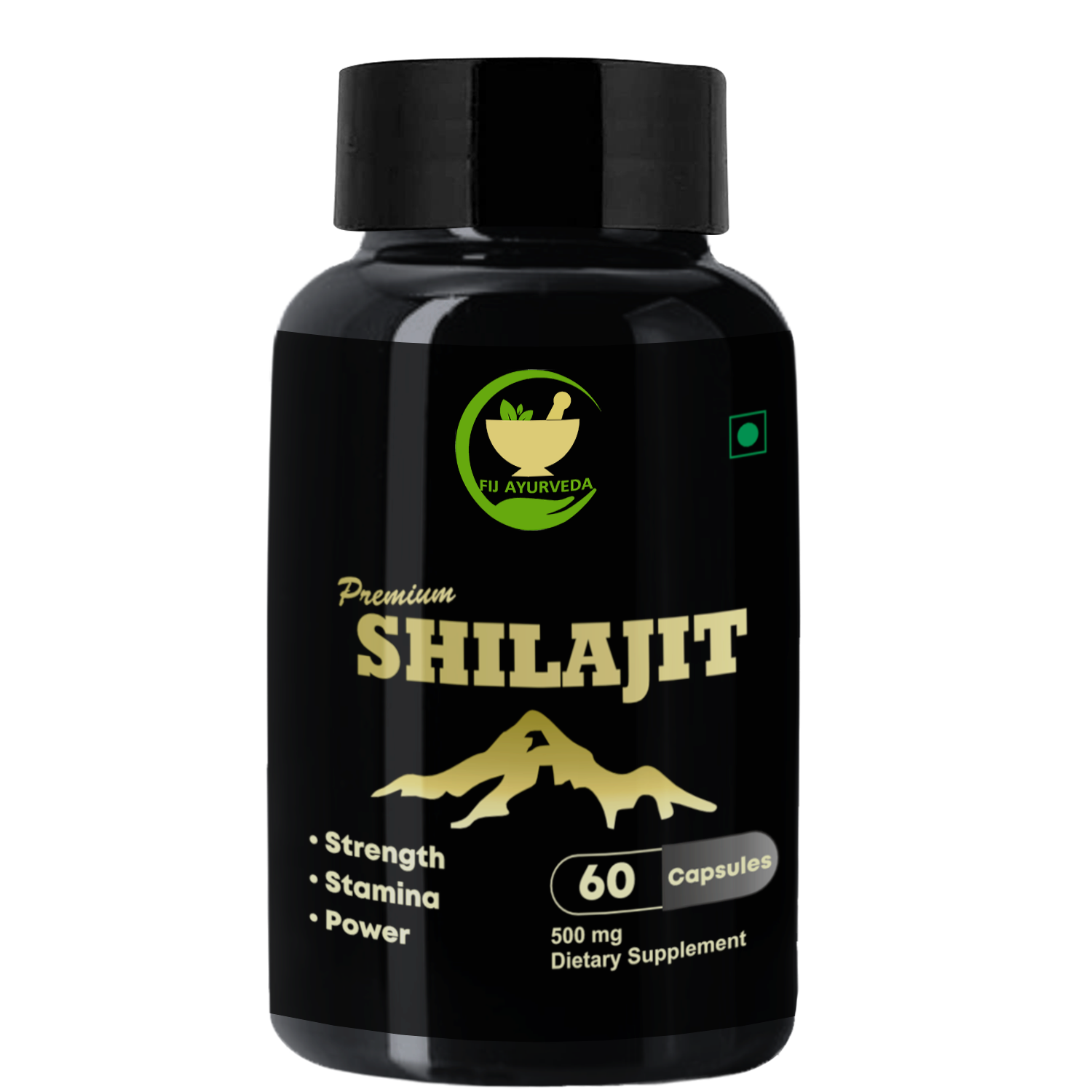     			FIJ AYURVEDA Premium Shilajit/Shilajeet Extract Capsule for Vigor & Vitality - 500mg 60 Capsules (Pack of 1)