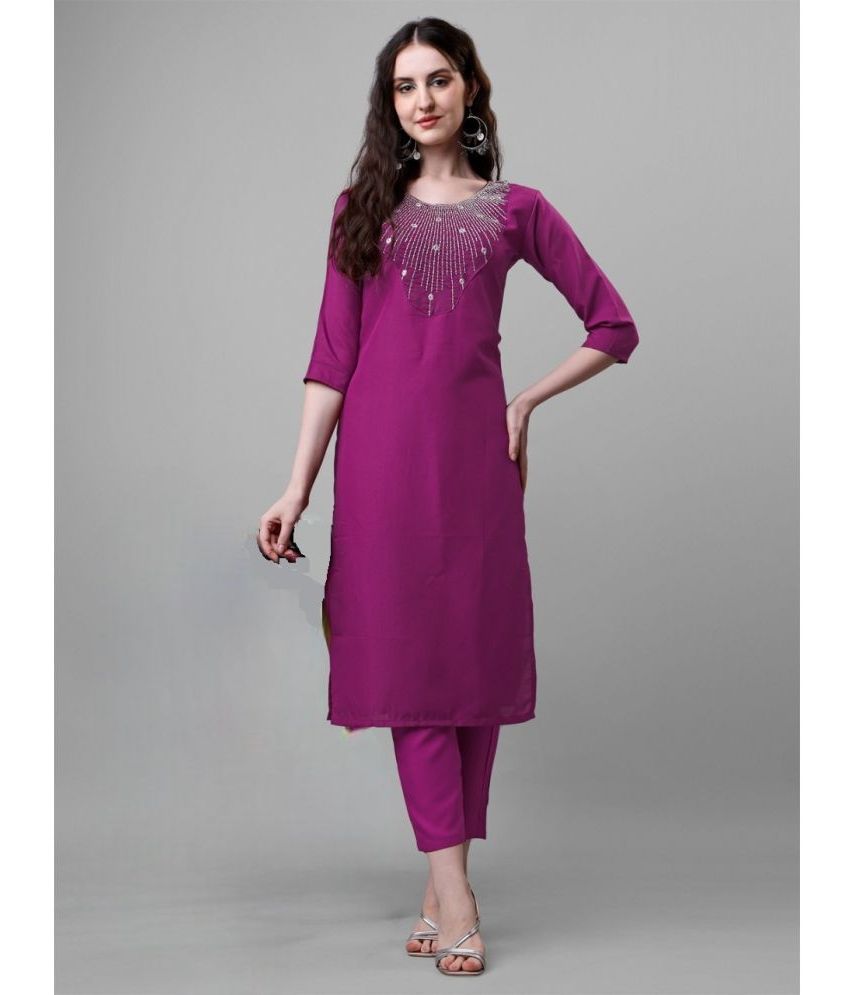     			Femvy - Pink Straight Rayon Women's Stitched Salwar Suit ( Pack of 1 )