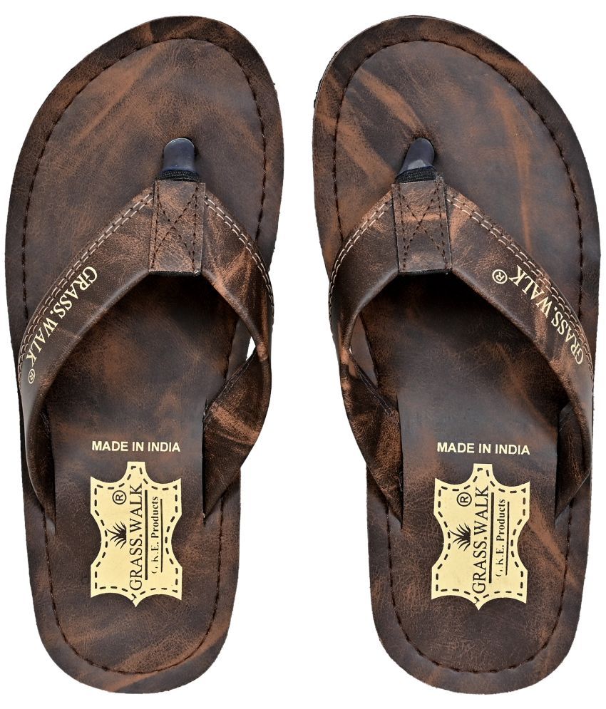     			GRASS WALK - Brown Men's Thong Flip Flop