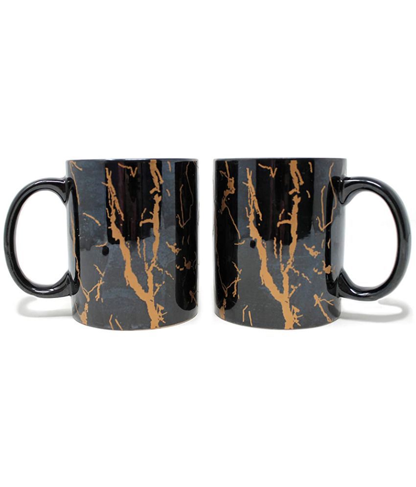     			HOMETALES - Black Armour Ceramic Milk And Coffee Mug, 330ml each, (Pack of 2)