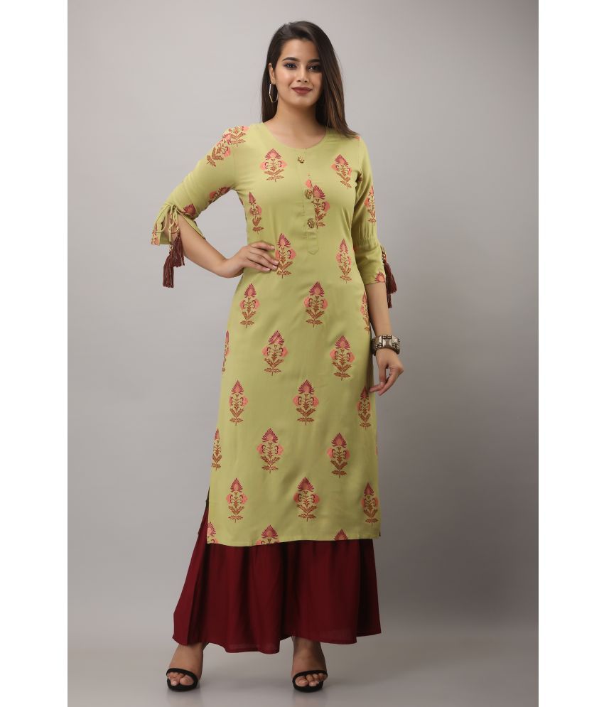     			MAUKA - Green Straight Rayon Women's Stitched Salwar Suit ( Pack of 1 )