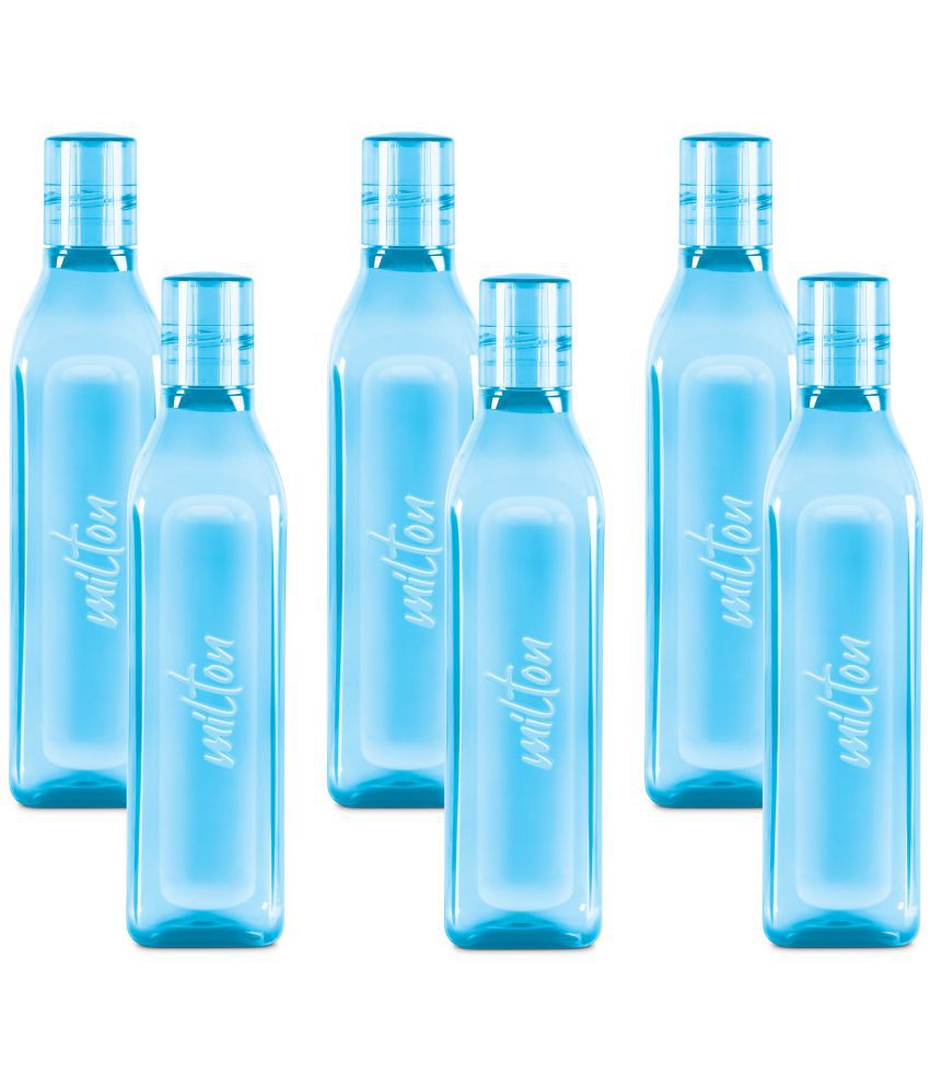     			Milton Prive PET Water bottle (Set of 6, 1 Litre Each) Sky Blue