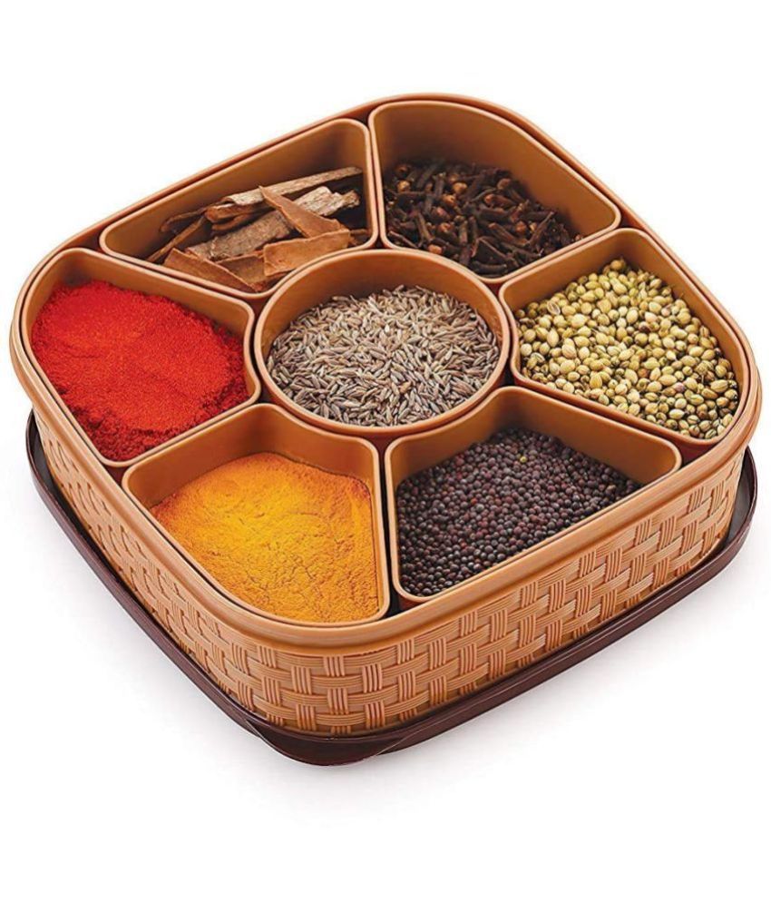     			NA - SQUARE MASALA BOX Plastic Assorted Spice Container ( Set of 1 )