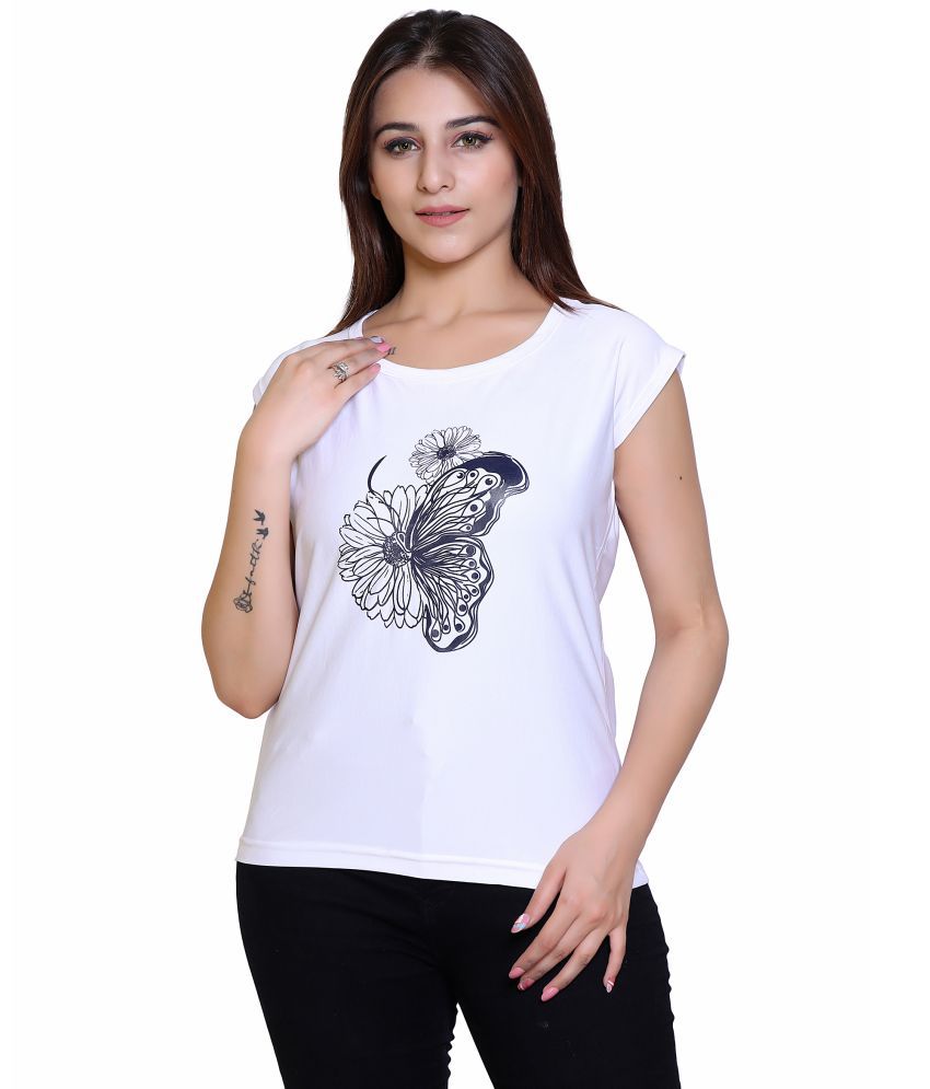     			Ogarti - White Lycra Regular Fit Women's T-Shirt ( Pack of 1 )