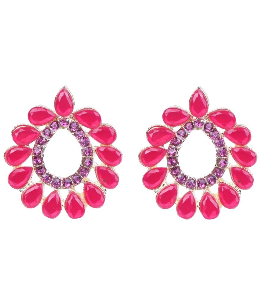     			PUJVI - Red Stud Earrings ( Pack of 1 )