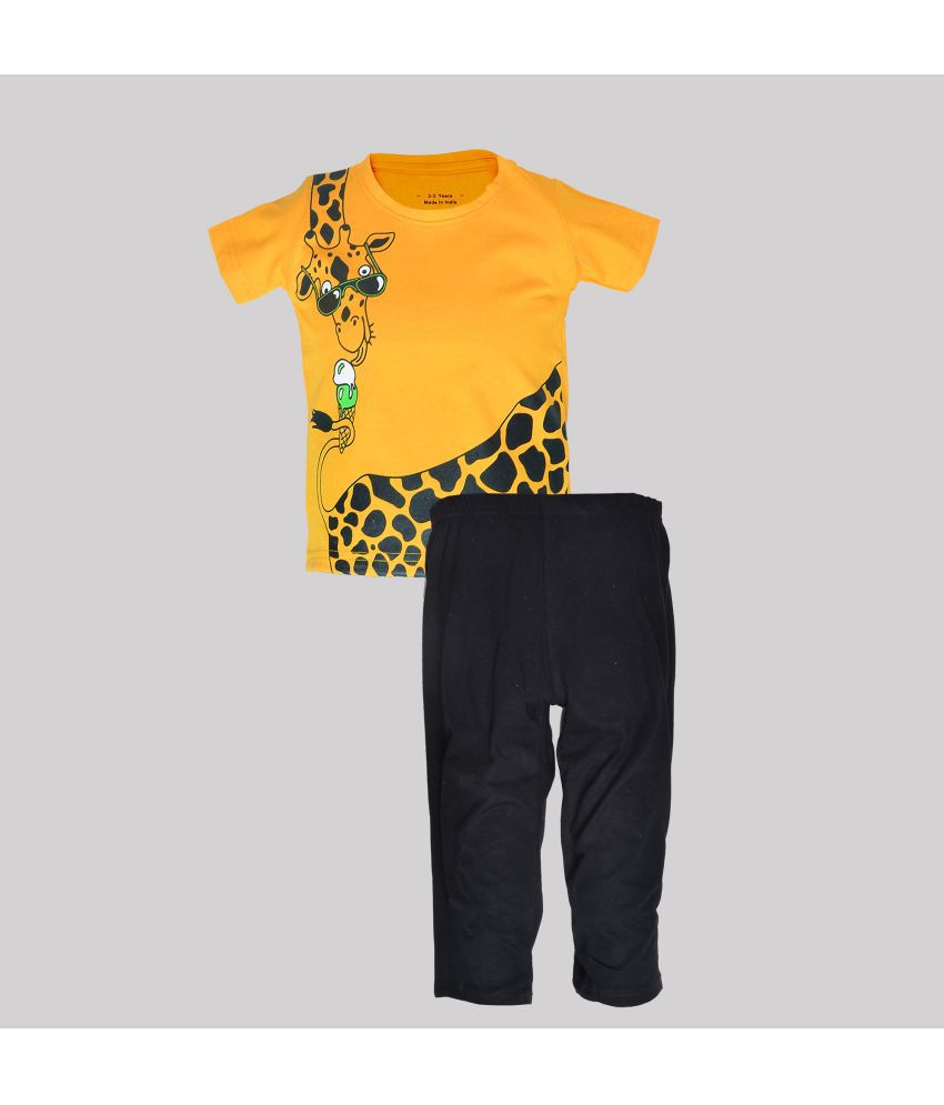     			Sathiyas - Yellow Cotton Girls Top With Pants ( Pack of 1 )